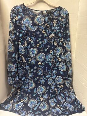 The Limited Navy Blue Floral Long-Sleeve Dress